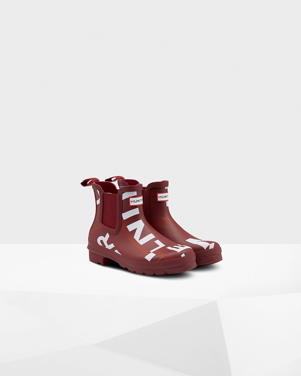 Women Hunter Original Exploded Logo | Chelsea Boots Grey Red | NZ-97628-MWIK